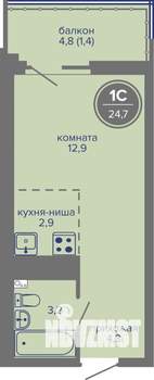 Студия квартира, вторичка, 25м2, 22/26 этаж