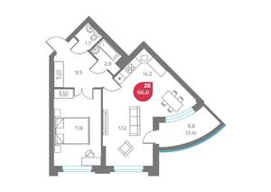 2-к квартира, вторичка, 67м2, 2/9 этаж