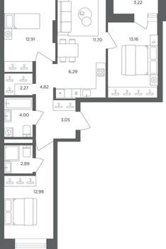 3-к квартира, вторичка, 76м2, 2/8 этаж
