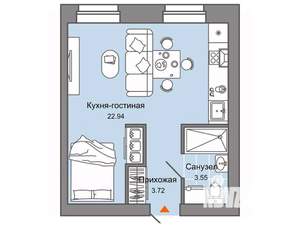 Студия квартира, вторичка, 30м2, 8/12 этаж