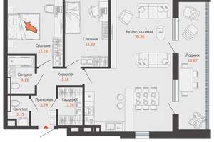 2-к квартира, вторичка, 87м2, 3/15 этаж