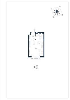 Студия квартира, вторичка, 29м2, 3/15 этаж