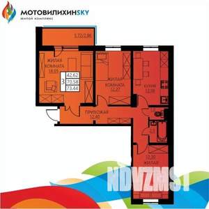 3-к квартира, вторичка, 73м2, 4/12 этаж