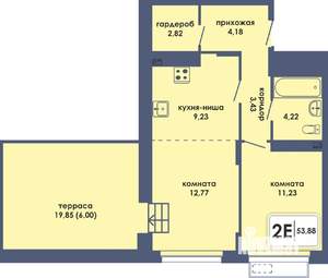 2-к квартира, вторичка, 54м2, 10/10 этаж