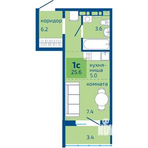1-к квартира, вторичка, 26м2, 4/8 этаж