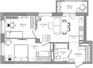 3-к квартира, вторичка, 56м2, 22/22 этаж