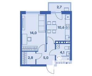 1-к квартира, вторичка, 37м2, 4/9 этаж