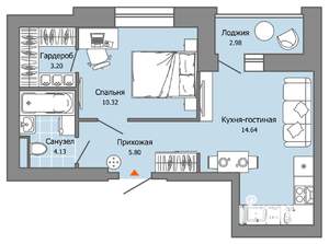 1-к квартира, вторичка, 40м2, 6/8 этаж