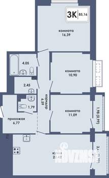 3-к квартира, вторичка, 85м2, 6/10 этаж