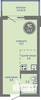 Студия квартира, вторичка, 26м2, 5/26 этаж