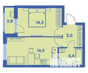 2-к квартира, вторичка, 42м2, 1/9 этаж