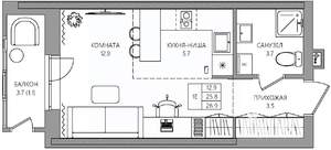 Студия квартира, вторичка, 27м2, 3/22 этаж