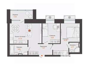 2-к квартира, вторичка, 59м2, 2/8 этаж