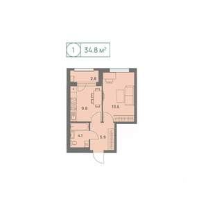 1-к квартира, вторичка, 35м2, 22/25 этаж