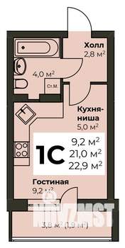 Студия квартира, вторичка, 23м2, 6/6 этаж