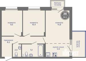 3-к квартира, вторичка, 58м2, 5/26 этаж