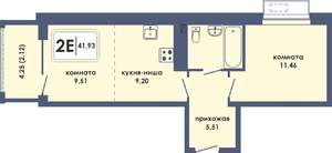 2-к квартира, вторичка, 42м2, 6/10 этаж