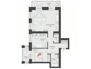 2-к квартира, вторичка, 68м2, 2/9 этаж