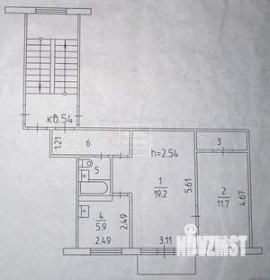 2-к квартира, вторичка, 47м2, 4/5 этаж