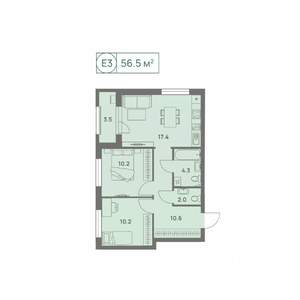 3-к квартира, вторичка, 57м2, 4/25 этаж