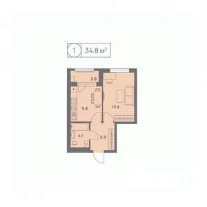 1-к квартира, вторичка, 35м2, 8/25 этаж