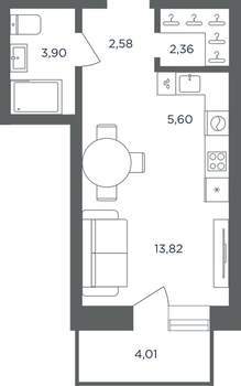 1-к квартира, вторичка, 29м2, 2/10 этаж