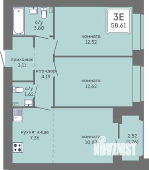3-к квартира, вторичка, 59м2, 1/7 этаж