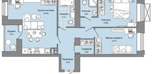 2-к квартира, вторичка, 71м2, 4/8 этаж