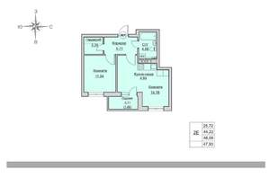 2-к квартира, вторичка, 46м2, 24/24 этаж