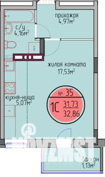 1-к квартира, вторичка, 32м2, 6/6 этаж