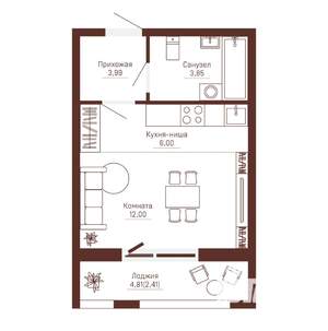 Студия квартира, вторичка, 28м2, 2/10 этаж