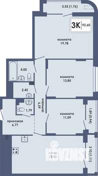3-к квартира, вторичка, 93м2, 10/10 этаж