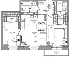 3-к квартира, вторичка, 66м2, 5/10 этаж