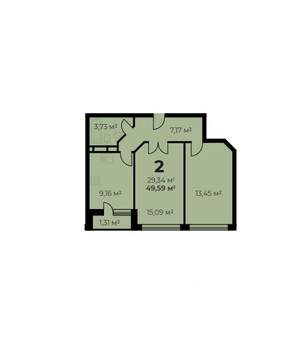2-к квартира, строящийся дом, 48м2, 1/7 этаж