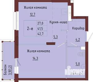 1-к квартира, строящийся дом, 45м2, 2/9 этаж