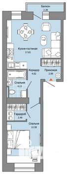 1-к квартира, вторичка, 45м2, 2/7 этаж