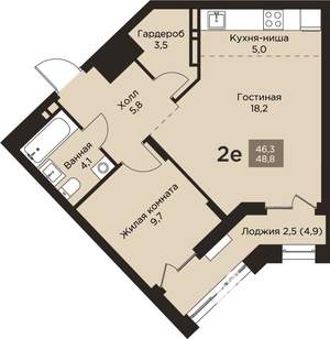 2-к квартира, вторичка, 49м2, 8/9 этаж