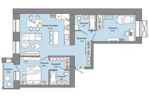 2-к квартира, вторичка, 70м2, 1/9 этаж