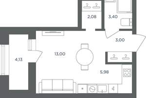 1-к квартира, вторичка, 30м2, 2/8 этаж