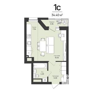 1-к квартира, вторичка, 34м2, 3/16 этаж