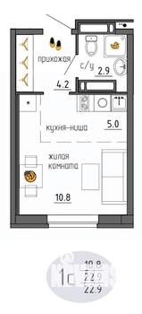 Студия квартира, строящийся дом, 23м2, 25/25 этаж