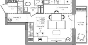 Студия квартира, вторичка, 29м2, 6/22 этаж