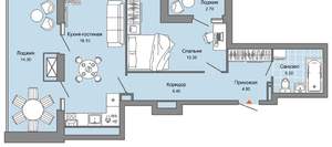 1-к квартира, вторичка, 49м2, 14/15 этаж