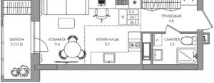 Студия квартира, вторичка, 26м2, 7/22 этаж