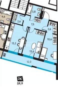 2-к квартира, вторичка, 60м2, 11/24 этаж