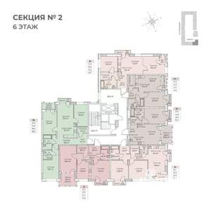 2-к квартира, строящийся дом, 44м2, 6/6 этаж