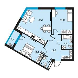 3-к квартира, вторичка, 73м2, 18/30 этаж