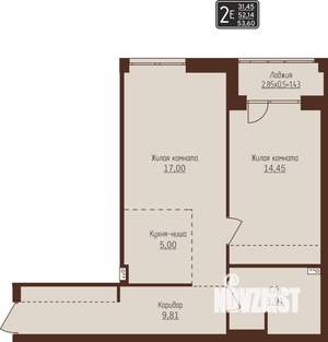 2-к квартира, строящийся дом, 54м2, 6/8 этаж