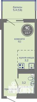 Студия квартира, вторичка, 23м2, 9/26 этаж