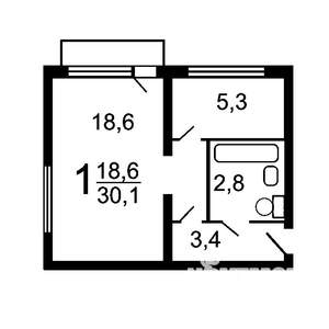 1-к квартира, вторичка, 30м2, 3/5 этаж